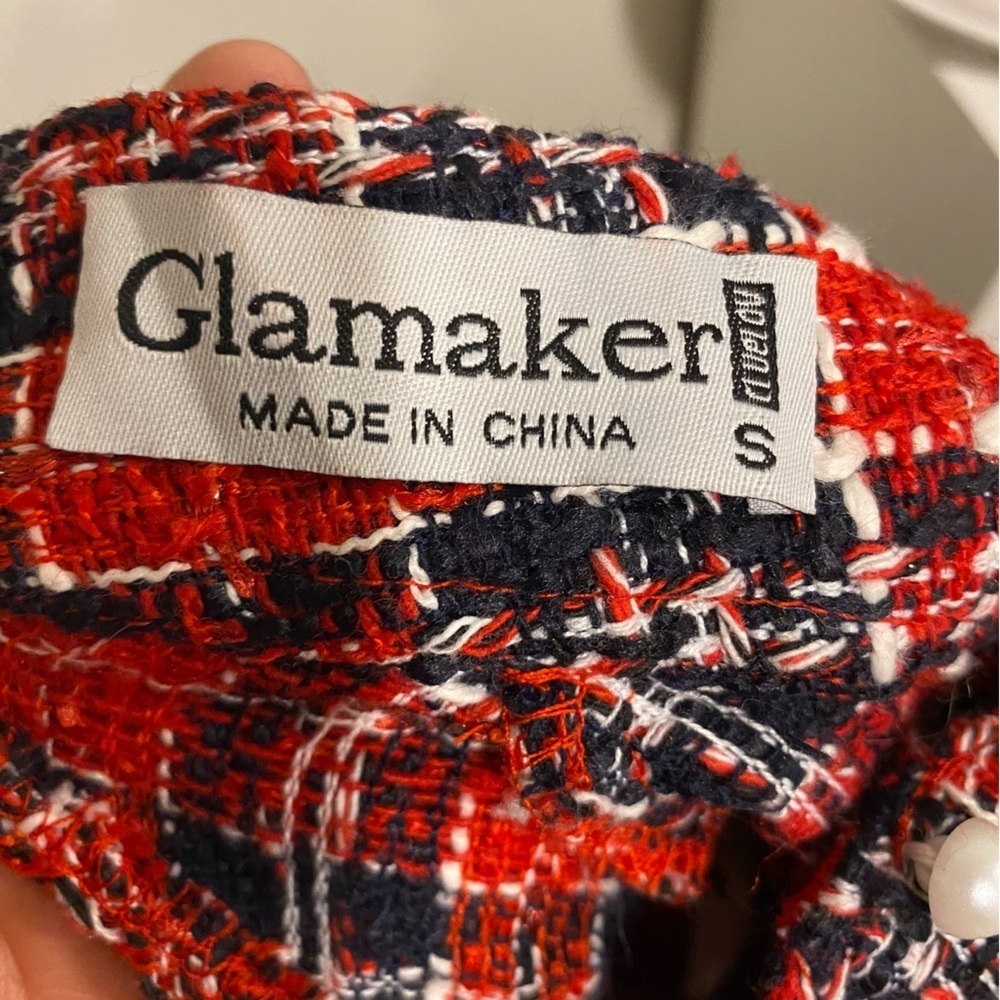 GLAMAKER‎ PLAID BACKLESS SPLIT SLEEVE TWEED BODYCON DRESS size SMALL - Picture 11 of 14